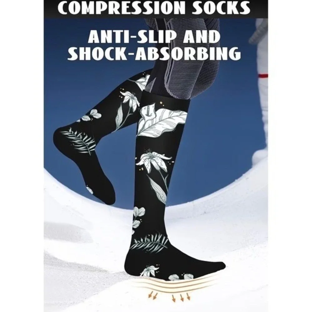 Unisex 20-30‎ mmHg Compression Socks 3XL Floral Double Gradient Medical 4 Pack